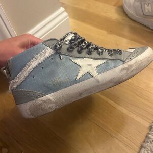 Light Blue High-Top Sneakers with Star Detail